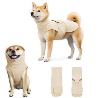 Imagem de Colete calmante para cães com gola rolê ajustável para fogos de artifício, separação, visitas ao veterinário, moletom com capuz para cães grandes e médios