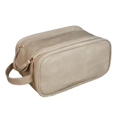Imagem de Bolsa Necessaire Organizador de Cosméticos e Maquiagem Extra Grande Para Viagem – Prática, Durável e Com Grande Capacidade de Armazenamento (Bege)