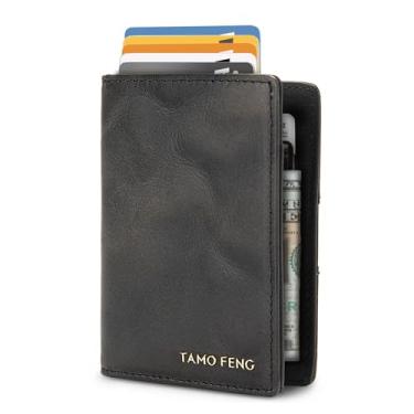 Imagem de Carteiras de couro de flor integral para homens slim minimalista, carteiras duplas para homens, capacidade para 12 cartões, carteiras masculinas de couro com bloqueio de RFID, carteiras de bolso