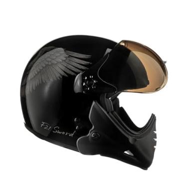 Imagem de Capacete PEELS F21 Sword Capacete de Motocicleta, Preto com Grafite, com Viseira, Design com Asas Gravadas, Proteção Certificada. (61)