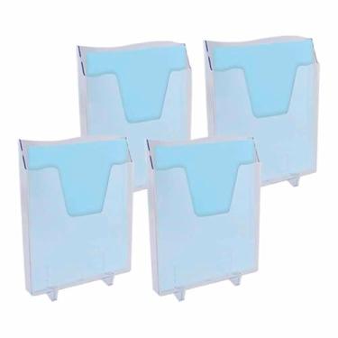 Imagem de 4 Expositor Quadro De Avisos Escritório Plástico A4 Cristal