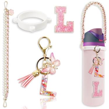 Imagem de Acessórios de letras para garrafas de água Owala – 680 g 947 g 1,134 g, com lindo pingente inicial e alça de alça, compatível com Free Sip, copo de café, Owala Kids, Sway, Stanley Cup Accessories