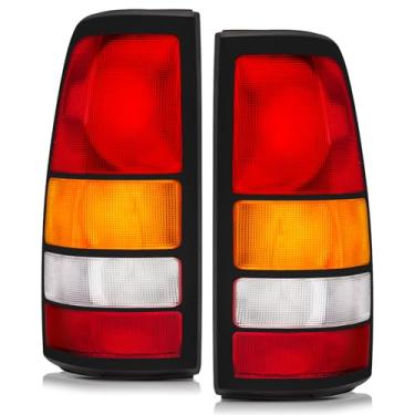 Imagem de Conjunto de luzes traseiras compatível com Chevy Silverado 1999-2002 1500 2500 3500 1500 HD 2500HD, 99-06 GMC Sierra Lanterna traseira de freio traseiro sem lâmpada, acabamento preto