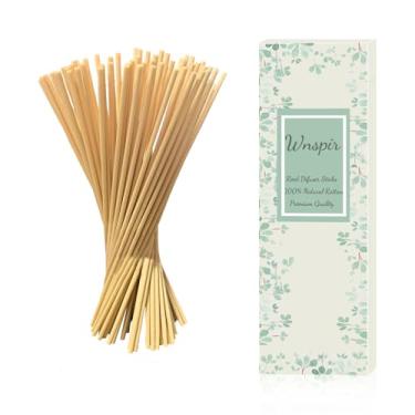 Imagem de Wnspir 100 peças de varetas difusoras de palheta, bastões de madeira de vime natural, óleo essencial, difusor de aroma, refil de refil para fragrância aromática (cor primária 23 x 3,5 mm)