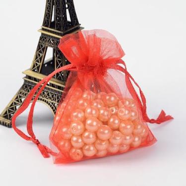 Imagem de 50 bolsas de organza com cordão de 9 x 7 cm, pequenas bolsas de malha transparente, mini sacos de doces para pequenos presentes, brincos, pulseira, embalagem de joias, lanches, lembrancinha de festa