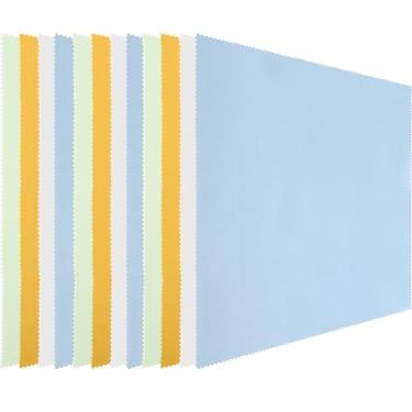 Imagem de Frienda Pacote com 12 panos de limpeza de vidro de microfibra grandes, 30,5 x 30,5 cm, panos de limpeza para óculos eletrônicos e lentes (verde, amarelo, azul, cinza claro)