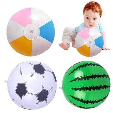 Imagem de Shakven Bola de praia, bola de praia inflável | Brinquedo de bola de piscina 3 unidades | Bolas de praia infláveis de 12 tamanhos para crianças e adultos, brinquedos de piscina infláveis, brinquedos