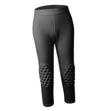 Imagem de oshhni Calça Legging de Compressão Juvenil Masculina para Basquete, Respirável, Profissional, com Proteção Contra Impactos e Acessórios, Preto Yl
