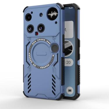 Imagem de Pzwoxukhov Capa compatível com Nothing Phone 3, compatível com Magsafe, design esqueletizado de dissipação de calor, compatível com Nothing Phone 3 capa de telefone magnética à prova de choque azul