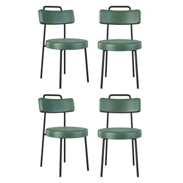 Imagem de Kit 04 Cadeiras Sala De Jantar Kobe Estofada Com Encosto Couríssimo Verde - Abmaza