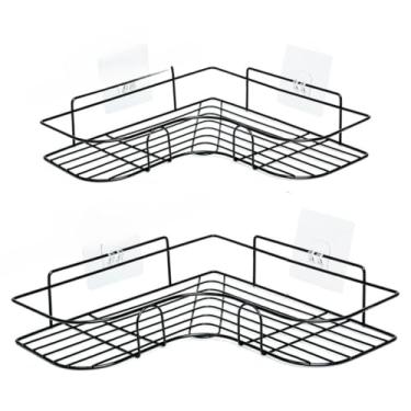 Imagem de Kit 2 Prateleiras Suporte Com Alto Adesivos Para Parede Banheiro Cozinha Shampoo E Sabonete Prateleira de Panheiro(B-Preto-Kit2)