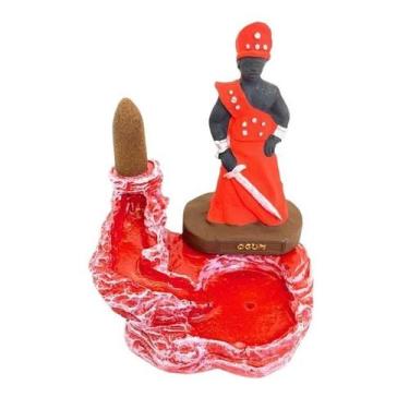 Imagem de Incensário Cascata Ogum Vermelho 12 Cm Resina - Lua Mística - 100% Ori