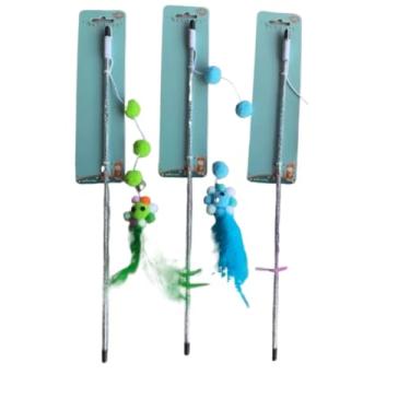 Imagem de Brinquedos Para Gatos - Kit Varinha Interativa Com Madeira, Sisal, PelúCia E Pena - Brinquedo Gato E AcessóRios Para Gatos(3,Cor Aleatorio)