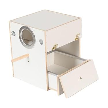 Imagem de Fenteer Caixa de Criação de Pássaros, Caixa de de Madeira com Poleiro para Periquitos, para Pássaros, Casa de Acasalamento para Papagaios, 20x20x30 Cm