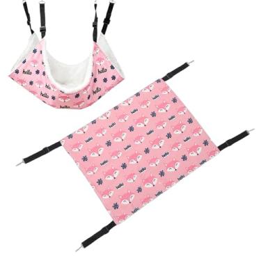 Imagem de Luqeeg Rede para Gatos, Linho com Textura de Fleece Reversível Cama Suspensa Macia para Gatos com 4 Tiras de Nylon Ajustáveis e Ganchos de Aço Inoxidável (M (48x37cm/18,9x14,6 pol.))