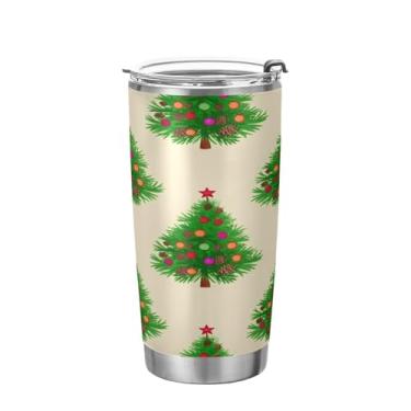 Imagem de KEEPREAL Copo de aço inoxidável para árvores de Natal com tampa, frasco de viagem de parede dupla isolado a vácuo de 590 ml para bebidas quentes e frias, copo de gelo de café #63