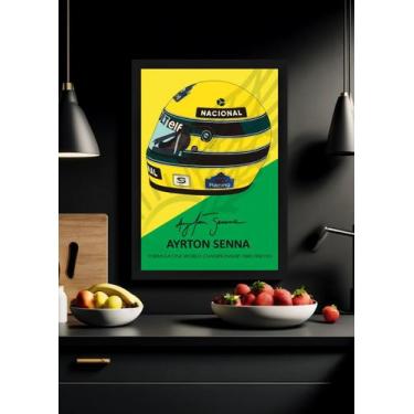 Imagem de Quadro Ayrton Senna 1988 1990 1991 C/ Vidro e Moldura Preta Tamanho:21