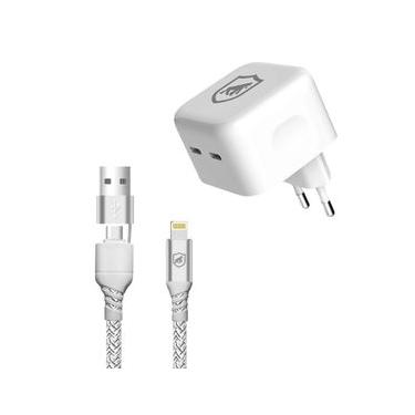 Imagem de Carregador Turbo Duplo Tipo C + 2UN Cabo Thunder 65W 2 em 1 Lightning - 1M - Gshield
