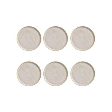 Imagem de Conjunto de Pratos Rasos Porto Brasil Linhas Latte com 6 Peças - Bege
