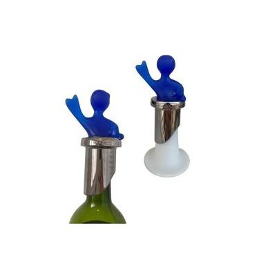 Imagem de Conjunto de 2 Tampas Rolha Vinho Champagne Azul Bugatti