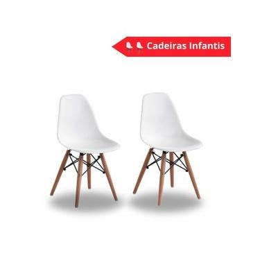 Imagem de Conjunto Com 2 Cadeiras Eames Infantil Branca Base Em Madeira - Empório Tiffany