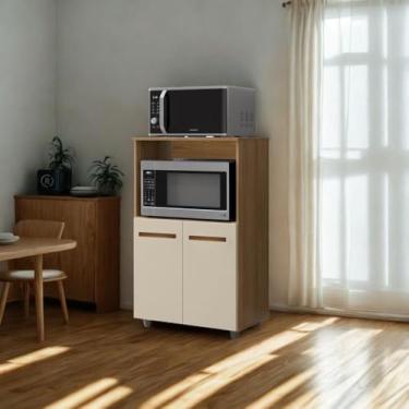 Imagem de Balcão Forno e Microondas 2 Portas Branco Brilhante Savanna Off White