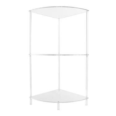 Imagem de AYNEFY Mesa de Centro Mesa Lateral Pequena, Lateral de Acrílico Triangular Transparente de Canto Multifuncional de 3 Camadas Com Suporte para Sala de Estar, Quarto, Rack de Exibição de Armazenamento