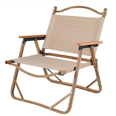 Imagem de Cadeira Camping Dobrável Material Tecido Liga De Alumínio Banqueta Acampamento e Pesca(Cadeira Camping- BEGE)