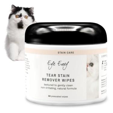 Imagem de Eye Envy Lenços umedecidos para gatos | Texturizados para limpar suavemente, trata a causa da coloração | Fórmula 100% natural | Recomendado por criadores persas e exóticos, veterinários, tosadores | 60 unidades