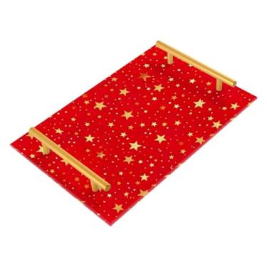 Imagem de Wassud Golden Stars Bandeja de banheiro Bandejas de acrílico para perfume, alça de maquiagem, cômoda, quarto, cozinha, mesa, 30 x 20 cm