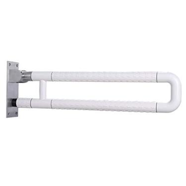 Imagem de Suporte de segurança para banheiro, barra de apoio de aço inoxidável, antiderrapante, apoio de braço dobrável com parafusos ocultos