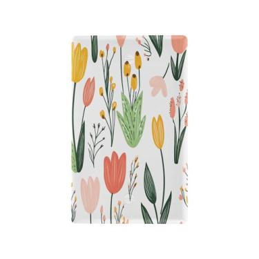 Imagem de Wassud Capa decorativa para interruptor de luz com rabiscos de flores pastel, placa de parede para tomadas elétricas em branco 11 x 7 cm