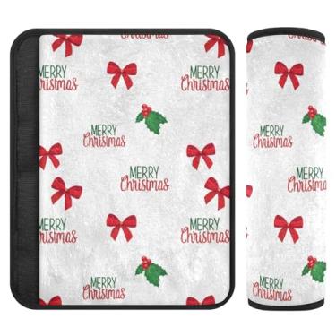 Imagem de Burbuja Capa para cinto de segurança de carro Christmas Bows Protetor de cinto de segurança de carro macio confortável para alça de ombro de assento, 1 par pequeno