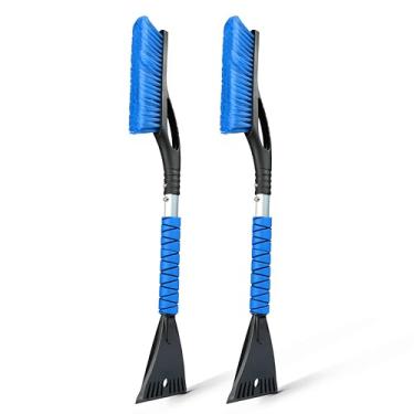 Imagem de EcoNour Escova de neve de alumínio de 68,5 cm com raspadores de gelo para para-brisa e janela de carro | Raspador de neve de carro e escova com aderência ergonômica de espuma acessórios de inverno
