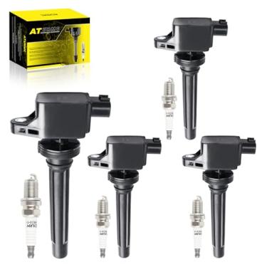 Imagem de ATURMC Conjunto de 4 bobinas de ignição UF562 5C1785 E1062 52-2140 IC642 UF-562 3340065J00 e velas de ignição irídio compatíveis com Suzuki 2006 2007 2008 Grand Vitara 2.7L V6