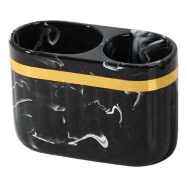 Imagem de DimyFew Organizador de pasta de dentes em resina com 2 compartimentos para banheiro, ideal para, Preto