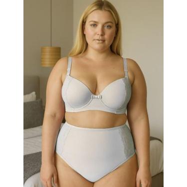 Imagem de Conjunto Plus Size Sutiã Reforçado Bojão e Calcinha Cós Alto - c7 DANI