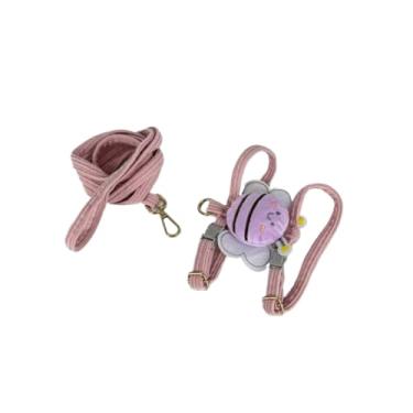 Imagem de Coleira Peitoral para Gato e Cachorro Pequeno com Guia 1,5m – Peitoral Estilo Colete Abelha, Ajustável, Respirável e Refletivo para Passeio Seguro(abelha roxo rosa P（1.5-2.5kg))
