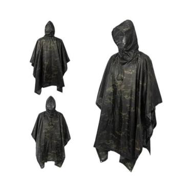 Imagem de Capa De Chuva Multifuncional Impermeável Camuflada Poncho De Emergênci