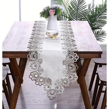 Imagem de Caminho de Mesa Trilho Kasilar Premium Barrado Guipir 40x2.20cm - Kasi