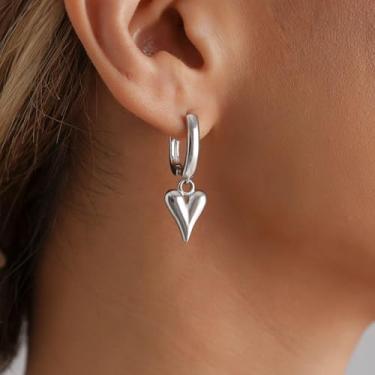 Imagem de Brincos de coração para mulheres, ouro, prata, vermelho, rosa, pingente de argola em forma de brinco de conversa, pérola, joias, presentes, Medium, Latão, Sem pedra preciosa