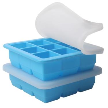 Imagem de 2 colheres de sopa de moldes de silicone para congelador – perfeitos para armazenar alho, ervas, gengibre, pesto, pasta de tomate, suco de limão, purês de vegetais, purês e muito mais – Bandeja de