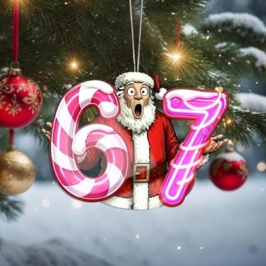 Imagem de Enfeites de Natal 67 meme pendurados em cristal, enfeites de árvore de Natal feitos à mão, decoração de carro e casa - presentes de Natal, decoração de artesanato em acrílico, ideias de troca de