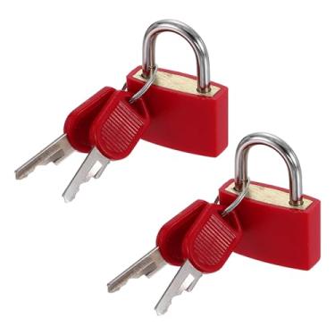 Imagem de PATIKIL Fechaduras pequenas de 3,5 cm com chaves de 3,6 cm de comprimento, 2 fechaduras de mala cobertas de ABS em latão sólido antiferrugem à prova d'água mini cadeado de bagagem para mochila