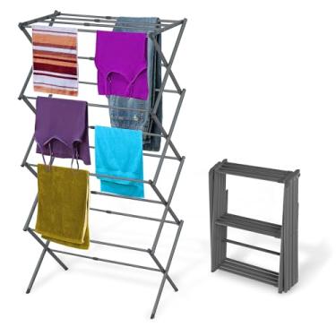 Imagem de BLACK+DECKER Estante de secagem de roupas expansível de 4 camadas, altura telescópica, secador de ar de lavanderia dobrável com economia de espaço para toalhas, camisas e delicados – aço durável, sem