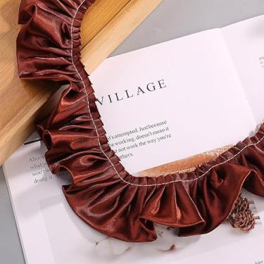 Imagem de Acabamentos de tecido 3D de cetim com acabamento de babados, 2 camadas de fitas plissadas de tecido de chiffon para costura, artesanato, cortina de vestido, suprimento de fronha de fantasia de