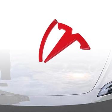 Imagem de YHCDSEA Modelo 3 Volante/Porta-malas dianteiro/Logotipo do porta-malas traseiro, decalques, 3 pçs/conjunto para ajuste Tesla Model 3 Emblem Acessórios (Padrão de fibra de carbono vermelha)