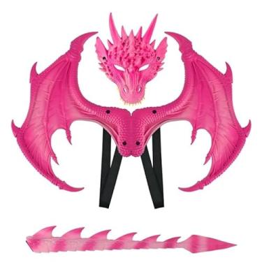 Imagem de Conjunto de máscara de cauda de asa de dragão cosplay fantasia de fantasia de dragão ultra leve anime fantasia de Halloween (PURPLE_Tamanho único)