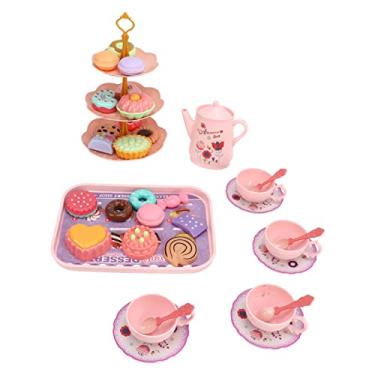 Imagem de Cryfokt Conjunto de chá da Tarde Infantil Finja Brincar Inovador para a Educação Infantil, Incluindo Xícaras de Bule, Pratos, Sobremesa, Doces, Conjunto de chá da Tarde, Brinquedos para Crianças,
