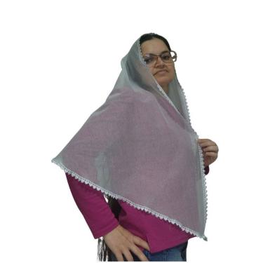 Imagem de Véu CCB Coração Renda Estreita  Redondo ou Retangular Adulto